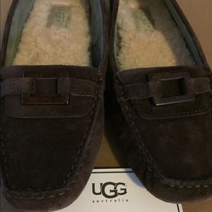 Ugg brown suede Moccasin driving slippers.